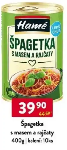 Qanto Hamé Špagetka s masem a rajčaty nabídka