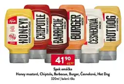Qanto Spak omáčka Honey mustard, Chiptole, Barbecue, Burger, Česneková, Hot Dog nabídka