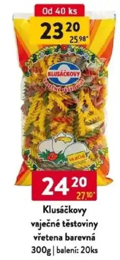 Qanto Klusáčkovy vaječné těstoviny vřetena barevná nabídka