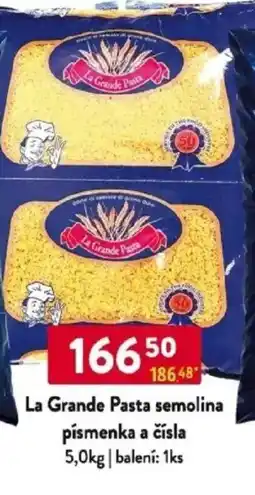 Qanto La Grande Pasta semolina písmenka a čísla nabídka