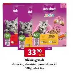 Qanto Whiskas granule s kuřecím, s hovězím, junior s kuřecím nabídka