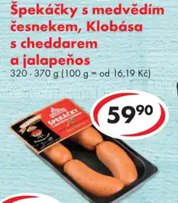 CBA Špekáčky s medvědím česnekem, Klobása s cheddarem a jalapeños nabídka