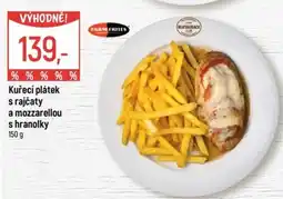 Globus Kuřecí plátek s rajčaty a mozzarellou s hranolky nabídka
