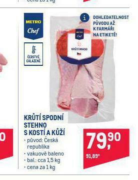 Makro Krůtí spodní stehno s kostí a kůží nabídka