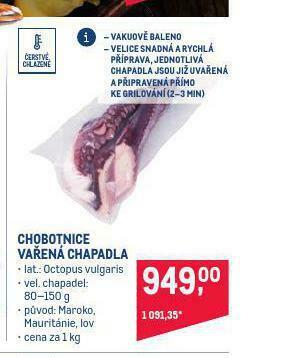 Makro Chobotnice vařená nabídka