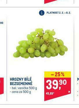 Makro Hrozny bílé bezsemenné nabídka