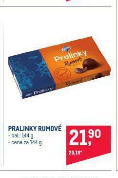 Makro Pralinky rumové nabídka