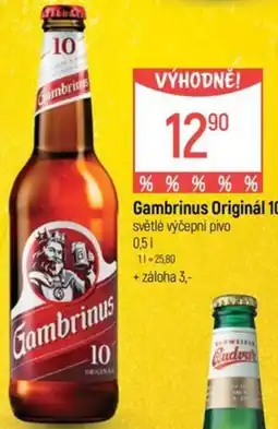Globus Gambrinus Originál 10 světlé výčepní pivo nabídka