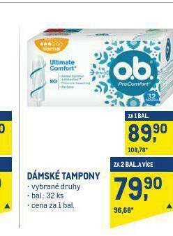 Makro O.b. dámské tampony nabídka