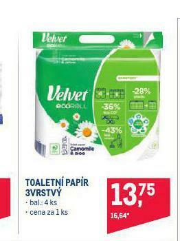 Makro Velvet toaletní papír nabídka