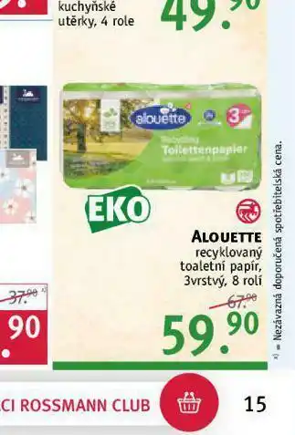 Rossmann Alouette recyklovaný toaletní papír nabídka