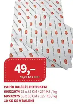 Kubík potraviny Papír balící s potiskem nabídka