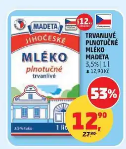 Penny Market TRVANLIVÉ PLNOTUČNÉ MLÉKO MADETA nabídka