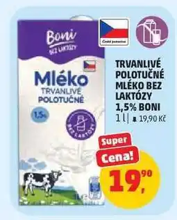 Penny Market TRVANLIVÉ POLOTUČNÉ MLÉKO BEZ LAKTÓZY 1,5% BONI nabídka