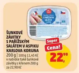Penny Market Šunkové závitky s pařížským salátem v aspiku Karlova Koruna nabídka