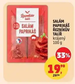 Penny Market Salám Paprikáš Řezníkův Talíř krájený 100 g nabídka