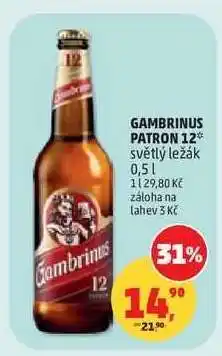 Penny Market Gambrinus Patron 12 světlý ležák nabídka