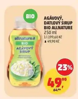 Penny Market Agávový, datlový sirup BIO Allnature nabídka