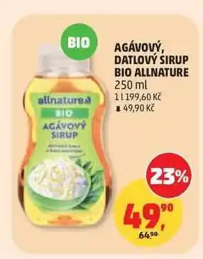 Penny Market Agávový, datlový sirup BIO Allnature nabídka