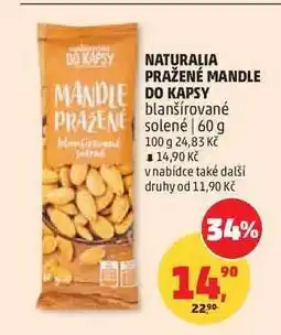 Penny Market NATURALIA PRAŽENÉ MANDLE DO KAPSY nabídka