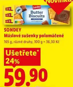 Lidl SONDEY Máslové sušenky polomáčené nabídka