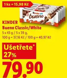 Lidl KINDER Bueno Classic/White, 5x 43 g/5x 39 g nabídka