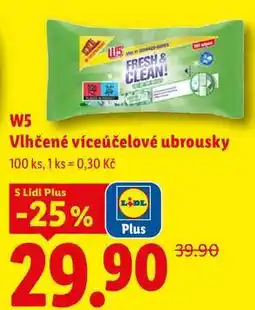 Lidl W5 Vlhčené víceúčelové ubrousky, 100 ks nabídka