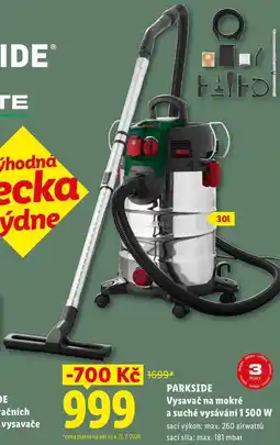 Lidl PARKSIDE Vysavač na mokré a suché vysávání 1500 W nabídka