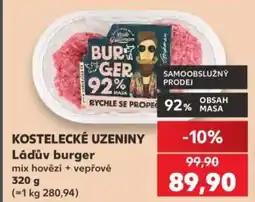 Kaufland KOSTELECKÉ UZENINY Ládův burger nabídka