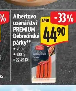 Albert Albertovo uzenářství PREMIUM Debrecínské párky nabídka