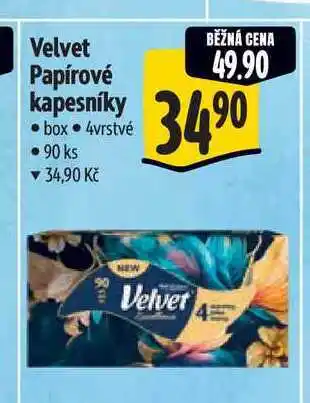 Albert Velvet Papírové kapesníky box 4vrstvé 90 ks nabídka