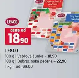 Terno LE&CO 100 g Vepřová šunka 100 g Debrecínská pečeně nabídka