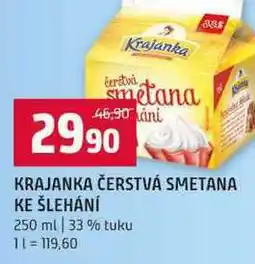 Terno KRAJANKA ČERSTVÁ SMETANA KE ŠLEHÁNÍ 250 ml 33% tuku nabídka