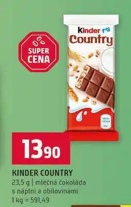 Terno KINDER COUNTRY 23,5 g mléčná čokoláda s náplní a obilovinami nabídka