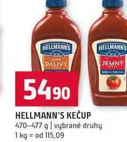 Terno HELLMANN'S KEČUP 470-477 g vybrané druhy nabídka