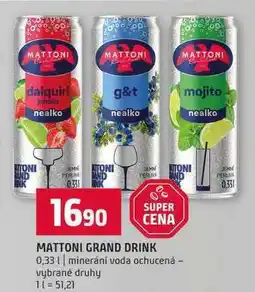 Terno MATTONI GRAND DRINK 0,33l minerání voda ochucená vybrané druhy nabídka
