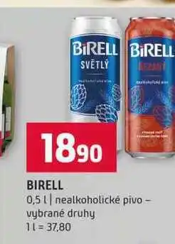 Terno BIRELL 0,5l nealkoholické pivo vybrané druhy nabídka