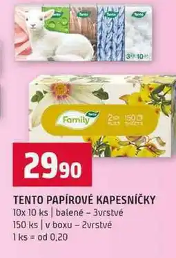Terno TENTO PAPÍROVÉ KAPESNÍČKY 10x 10 ks balené - 3vrstvé 150 ks v boxu 2vrstvé nabídka