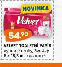 Terno VELVET TOALETNÍ PAPÍR vybrané druhy, 3vrstvý 8x18,3 m nabídka