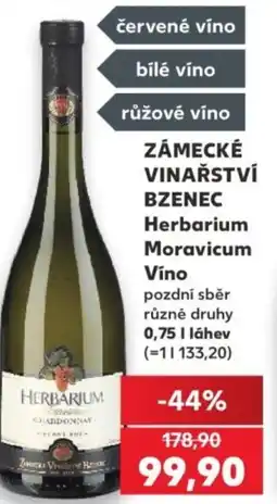 Kaufland ZÁMECKÉ VINAŘSTVÍ BZENEC Herbarium Moravicum Víno nabídka