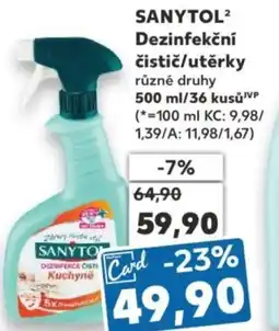 Kaufland SANYTOL Dezinfekční čistič/utěrky nabídka