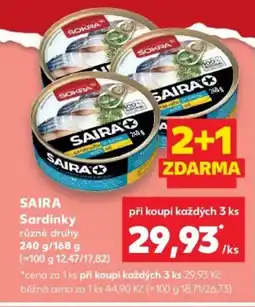 Kaufland SAIRA Sardinky nabídka