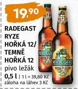 Terno RADEGAST RYZE HOŘKÁ 12, TEMNĚ HOŘKÁ 12 pivo ležák nabídka