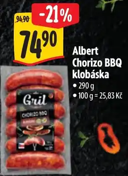 Albert Albert Chorizo BBQ klobáska nabídka