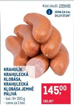 Makro Krahulik krahulecká klobása, krahulecká klobása jemně pálivá nabídka