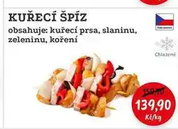RABBIT řeznictví KUŘECÍ ŠPÍZ obsahuje: kuřecí prsa, slaninu, zeleninu, koření nabídka