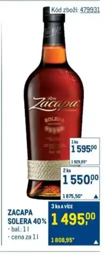 Makro Zacapa solera 40% nabídka