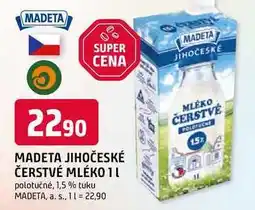 Trefa MADETA JIHOČESKÉ ČERSTVÉ MLÉKO 1l polotučné, 1,5 % tuku nabídka