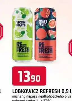 Trefa LOBKOWICZ REFRESH 0,5 L míchaný nápoj z nealkoholického piva nabídka
