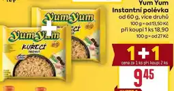 Billa Yum Yum Instantní polévka nabídka